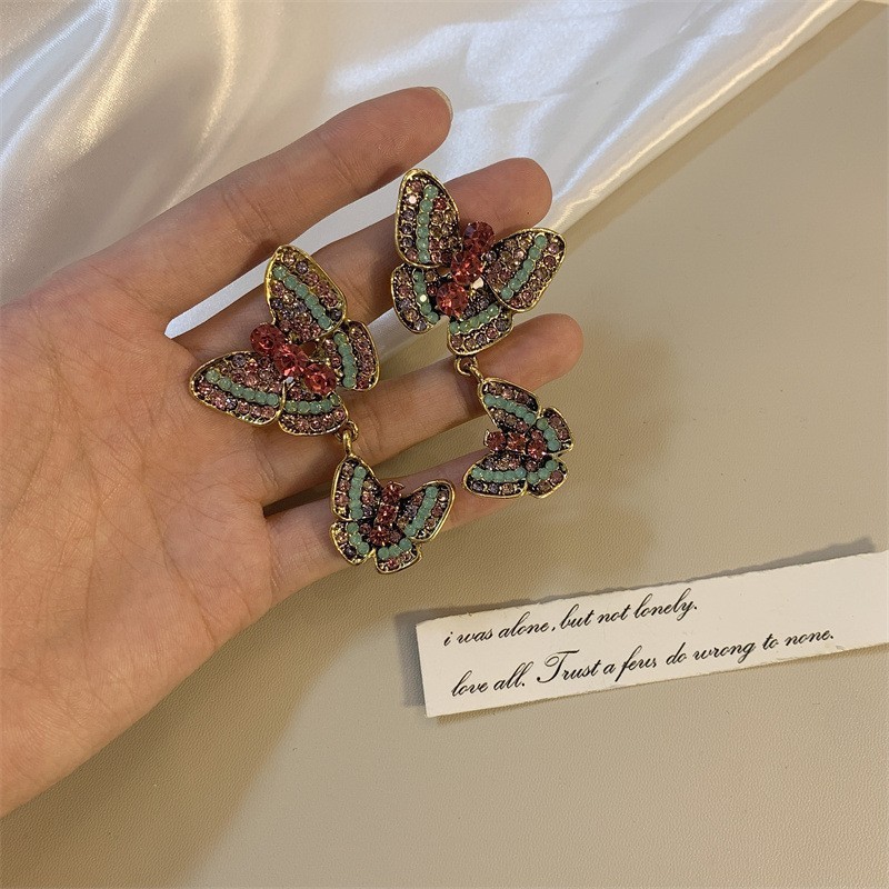 Vintage Retro Geometric Earrings Women Pendant Studs Light Luxury High Sense Niche Jewelry