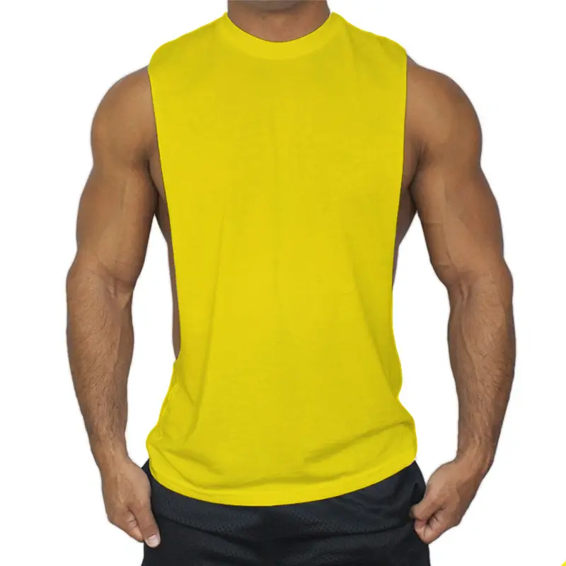 Large Slit Cotton Sports Vest Solid Color Polka Dot Print Running Fitness Crewneck Sleeveless T-shirt