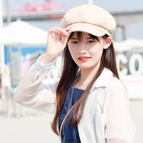 Casual All-match Plaid Cotton Octagonal Hat