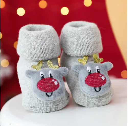 Autumn And Winter Terry Thickened Glued Non slip Baby Floor Socks Grey - Shop at LoveMi