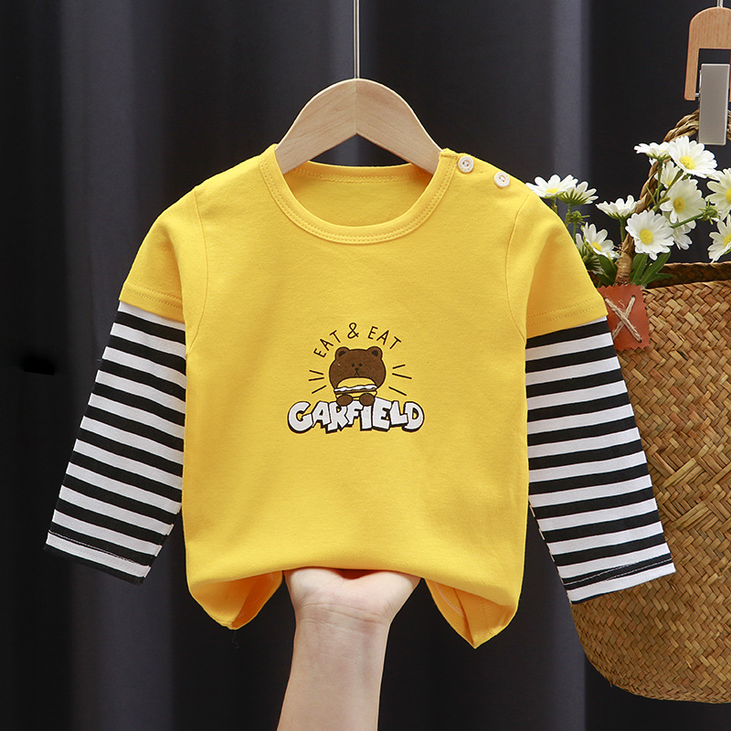 Boys And Girls Cartoon Print Bottoming Shirt