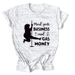 Round Neck Fashion Short Sleeve Loose T-Shirt - Graphite Grey Black Font - View 1