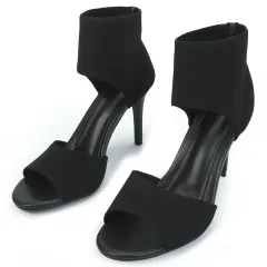 Women's Fashionable And Comfortable High-heeled Skinny Fish Mouth Sandals - Black - View 1