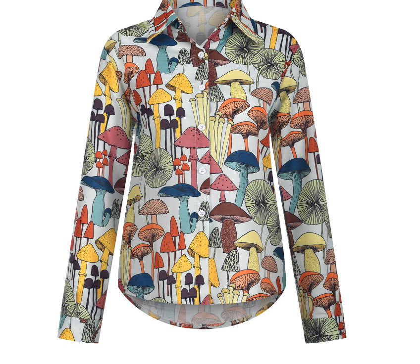 Title 6, Explosive New Style Ladies Mushroom Print Lapel...