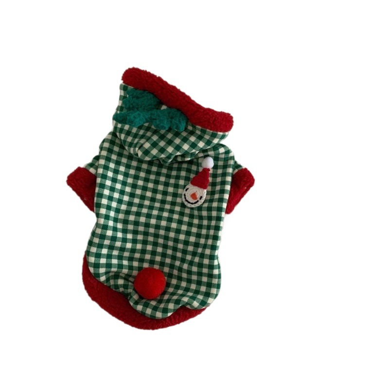 Fashion Plaid Dog Hoodies Christmas Pet Princess Dress Winter Warm Puppy Pullovers Snowman Pattern Cat Skirt Bichon Dog Clothes Elk Hoodie - Shop at LoveMi