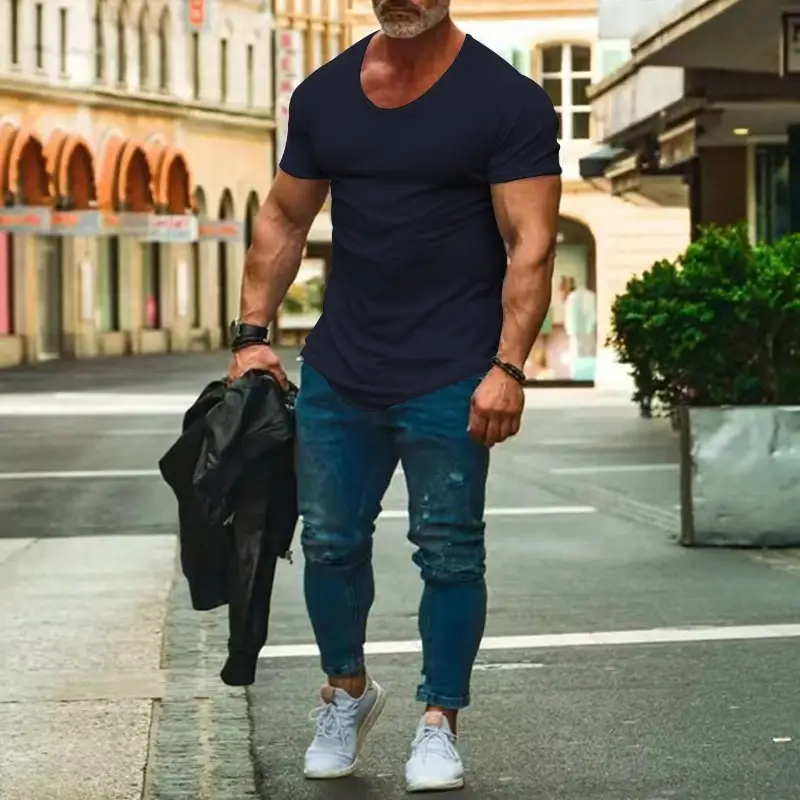 New Muscle Fitness Short Sleeve T-Shirt Men's Casual Sports
