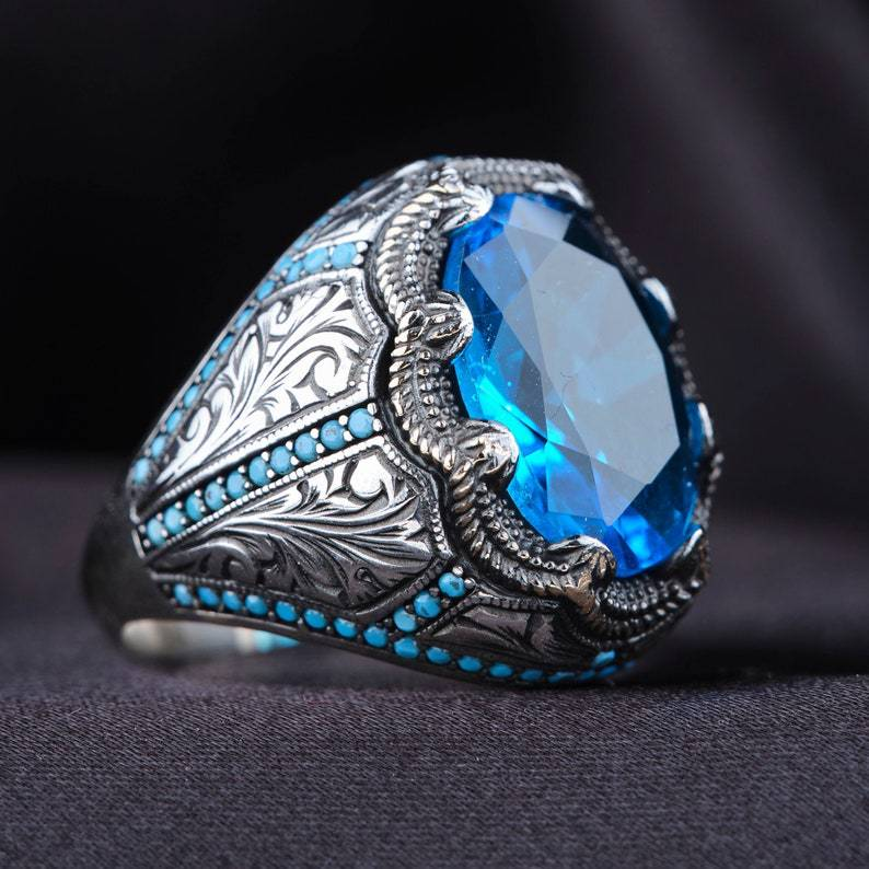 Title 8, Vintage Pattern Ancient Dual Color Geometric Ring