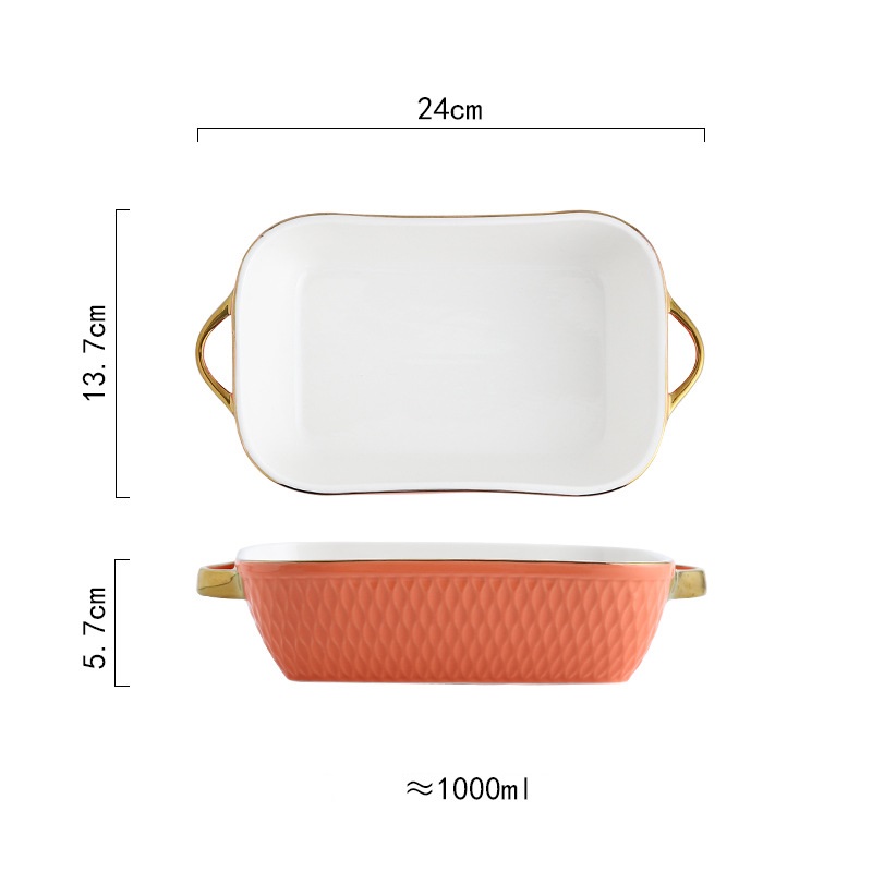 Title 3, Creative Ceramic Double Ear Baking Tray With Ph...