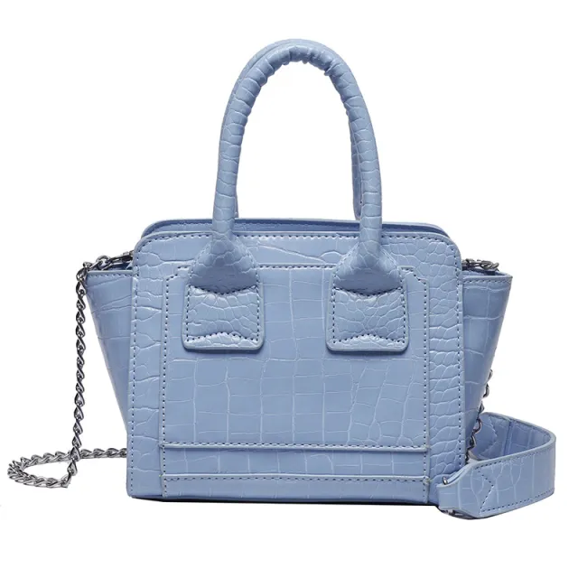 Fashion Color Stone Grain Chain Bag Blue - Shop at LoveMi