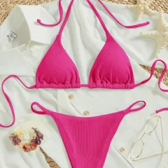 Factory Women's Sexy Small Rib Bikini Tie Bikini Set Two Piece Swimsuit Beach Wear - Style11-M - View 1