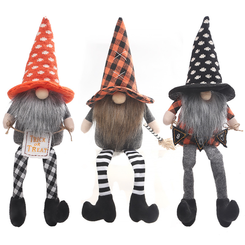 Witch Cloak Hat Faceless Long-legged Doll Decoration