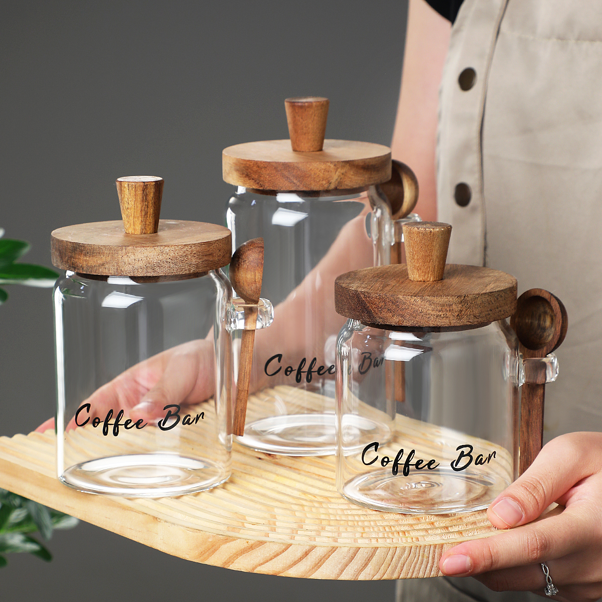 1 Pcs 18.5 OZ Glass Coffee Jars With Spoons, Candy Jars, Biscuit Jars, Storage Jars, Tea Jars, Snack Jars, Seasoning Jars, Salt Jars, Pepper Jars 3