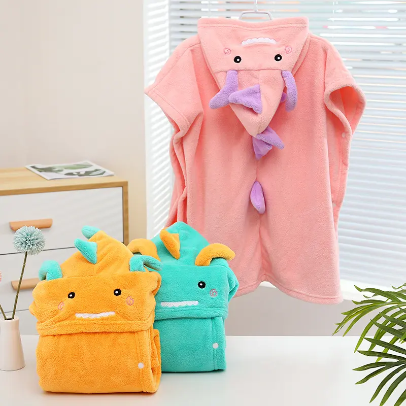 New Dinosaur Children Increase Absorbent Bathrobe with Hood Cloak