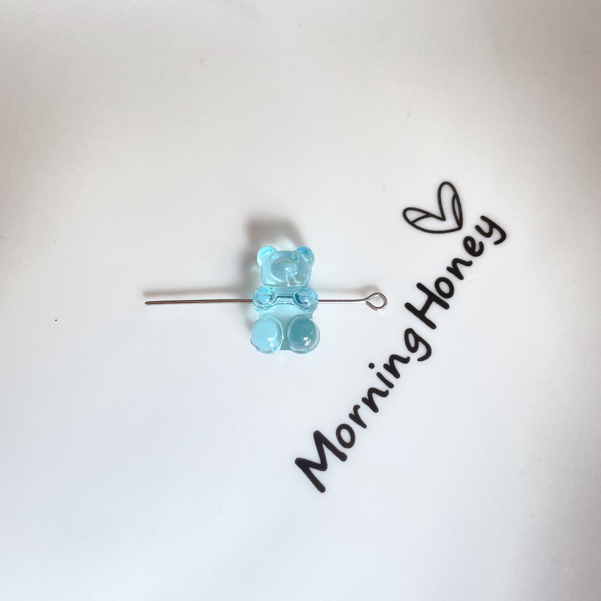Acrylic Resin Transparent Color Bear Beaded DIY Jewelry Accessories Light Blue - Shop at LoveMi