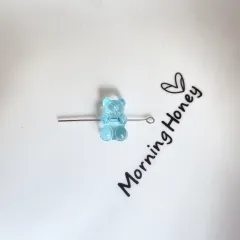 Acrylic Resin Transparent Colour Bear Beaded DIY Jewellery Accessories - Light Blue - View 1