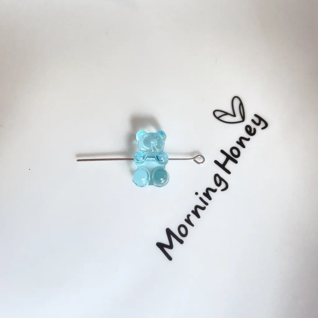 Acrylic Resin Transparent Color Bear Beaded DIY Jewelry Accessories - Light Blue
