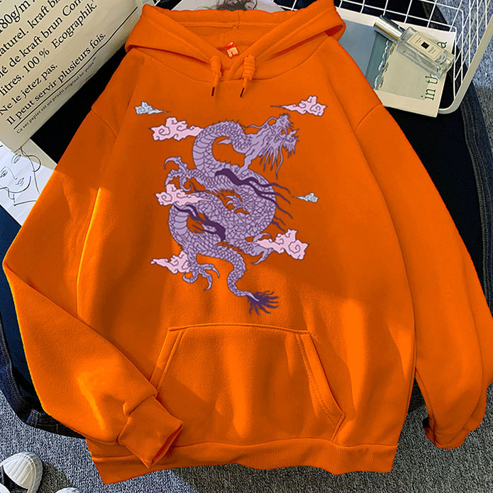 Title 8, Purple Dragon Cloud Printed Hooded Hoodie