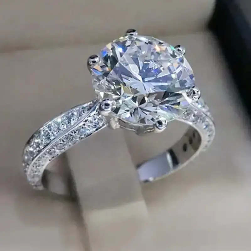 Copper Plated Platinum Zircon Ladies Ring