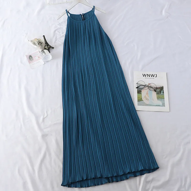 Temperament Women's Sleeveless Halterneck Vest Skirt - Green