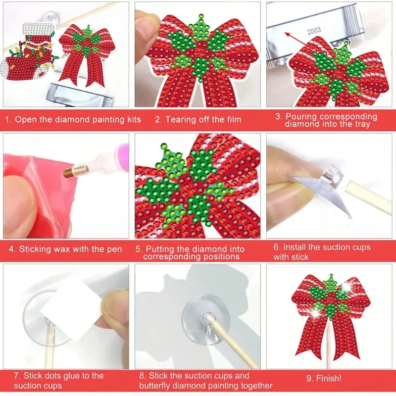 12 Sets Christmas Diamond Art Kits For Garden Decor Santa Claus Snowman Elk Gingerbread Man Stakes Diamond Painting Craft Happy Holiday Diamond Painting Kits Fo
