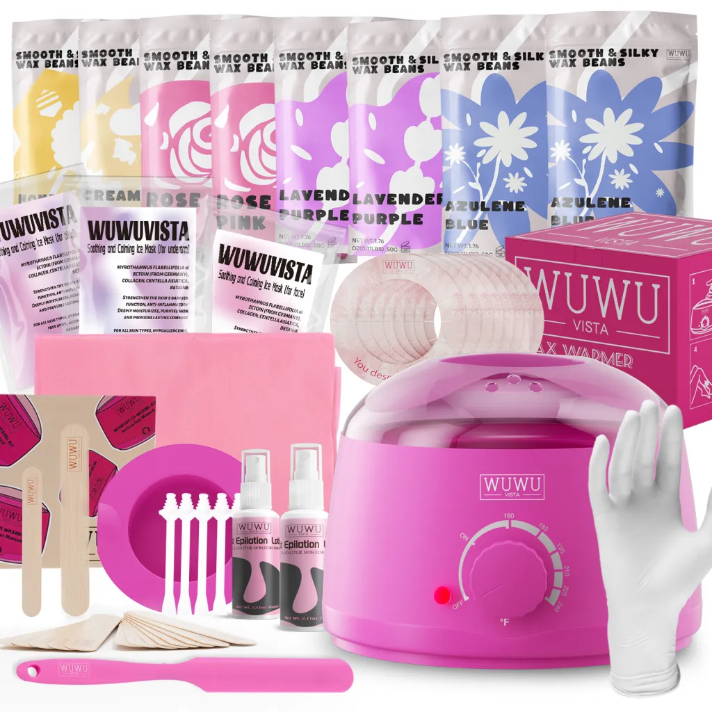 Waxing Kit, WUWUVISTA Hair Removal Hard Wax Kit With Wax Melt Warmer & Waxing Beads For Women & Men-Professional At Home Wax Pot For Face, Brazilia...
