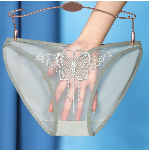 Butterfly High Elastic Breathable Transparent Briefs Green - Shop at LoveMi