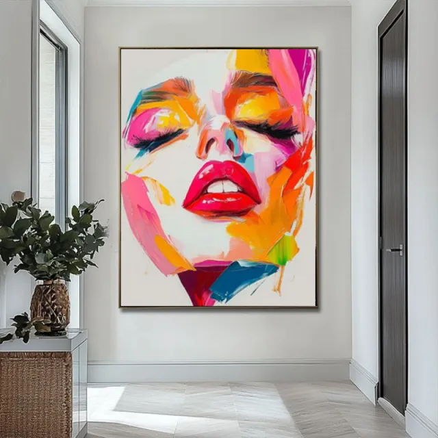 Handmade Oil Painting Canvas Wall Art Decoration Modern Abstract Knife Drawing Human Face For Home Living Room Decor Rolled Frameless Unstretched P... Without Inner Frame - Shop at LoveMi