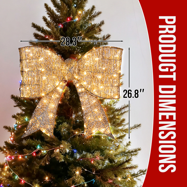 Pre-lit Outdoor Giant Bowknot Christmas Decoration, Lighted Metal Frame With 124 Warm White LED Lights… image 3