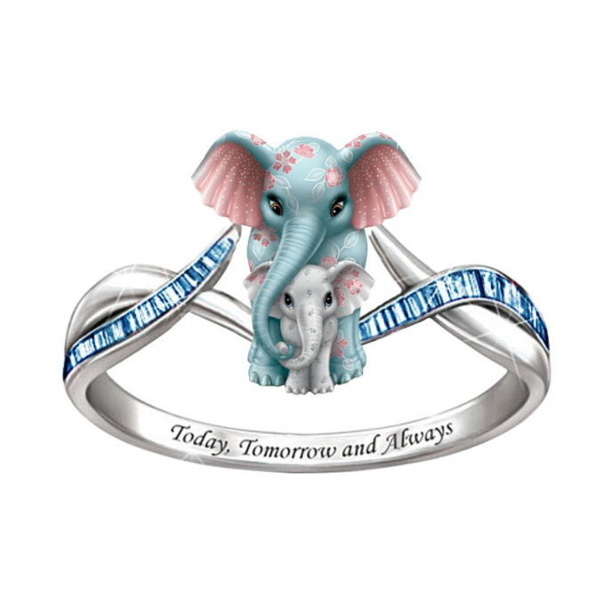 Elephant Mother Ring Women's Diamond Ring