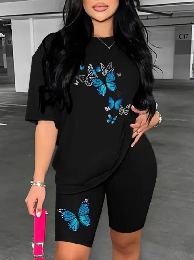 Printed Drop Shoulder T Shirt Graphic Tees Women Tops Black - Shop at LoveMi