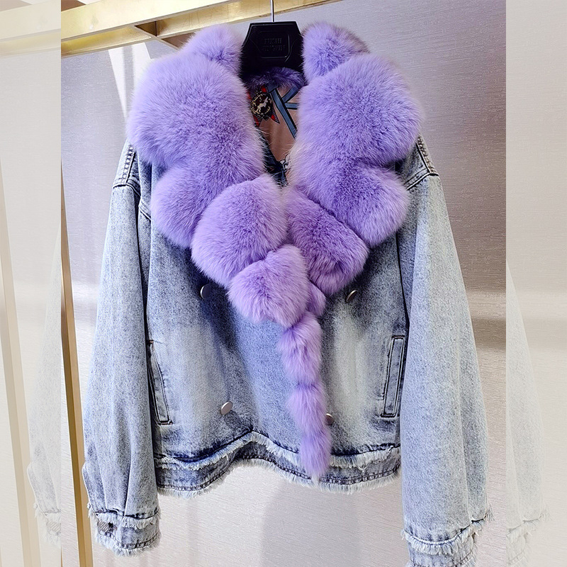 Knottery Fur Coat Suit Collar Cowboy Women's Short Style