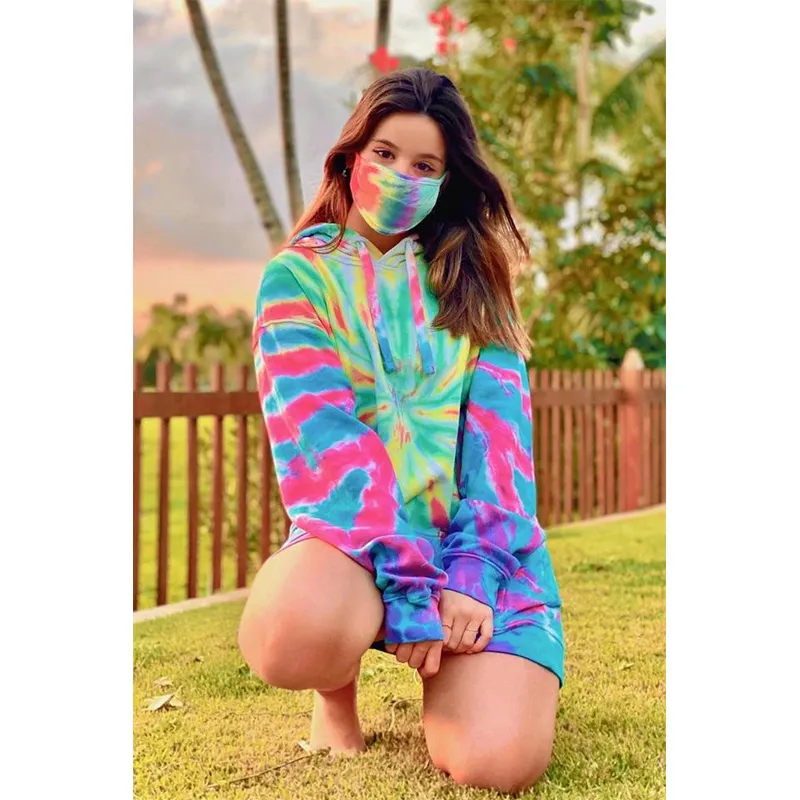 European And American Pullover Tie-dye Print Gradient Colour Long-sleeved Hooded Sweater - 2Color-Xxl