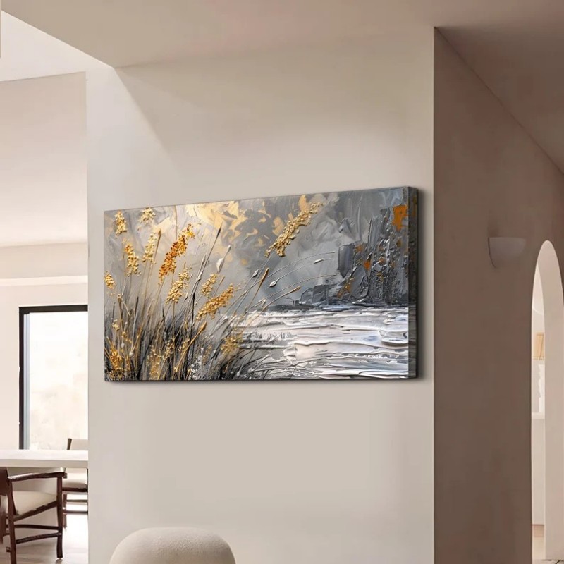 Lake Reed Beds Contemporary Artist Hand Painted Abstract Landscape Oil Painting For Home Decor Living Room Wall Art Without Inner Frame - Shop at LoveMi
