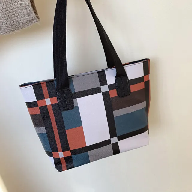 Women's Plaid Large Capacity Shopping Bag Orange - Shop at LoveMi