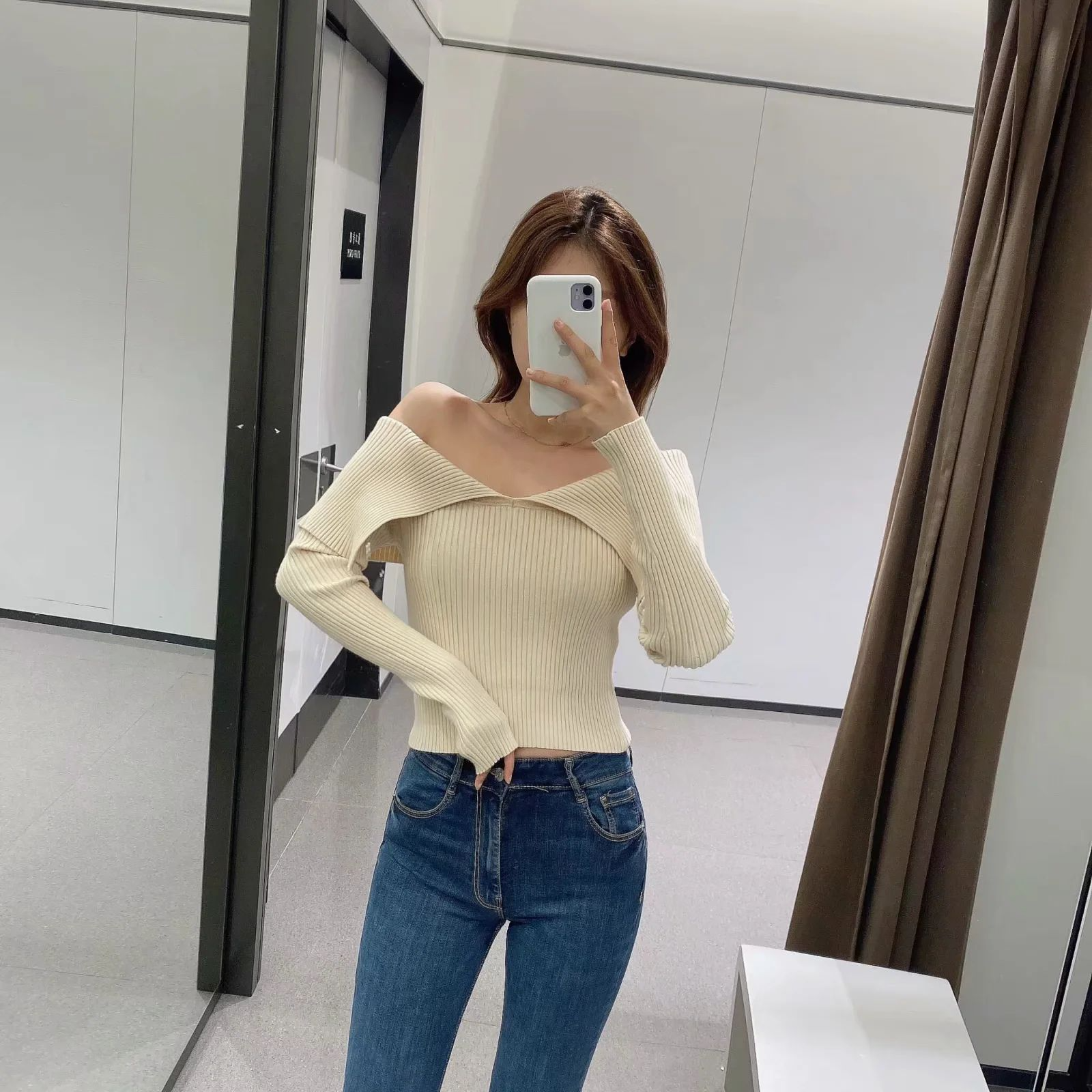 Title 22, New Style Big Lapel Solid Color Sweater For Aut...