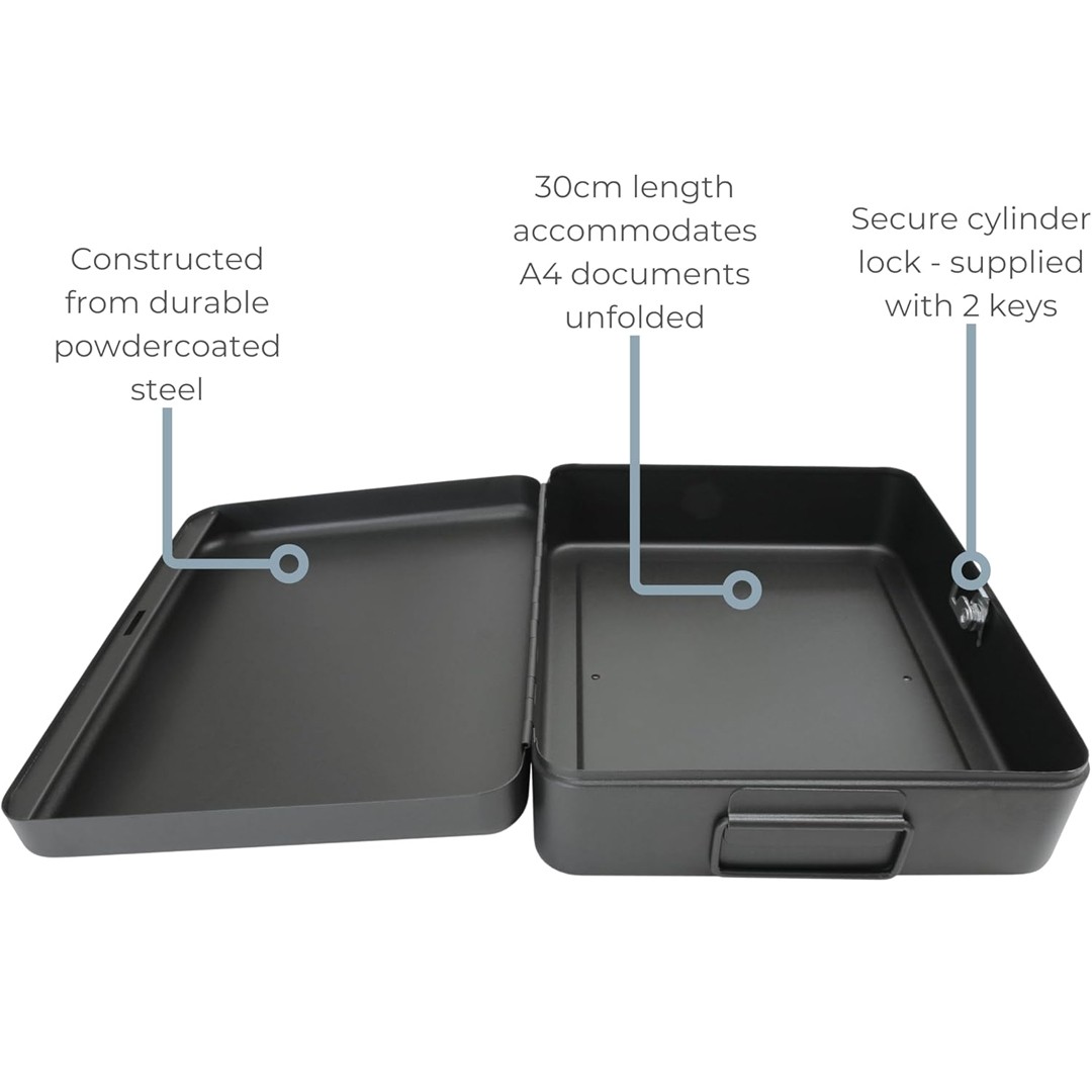 Security Lock Box Large Chest Cash Safe Keys Document Home Office — image 5