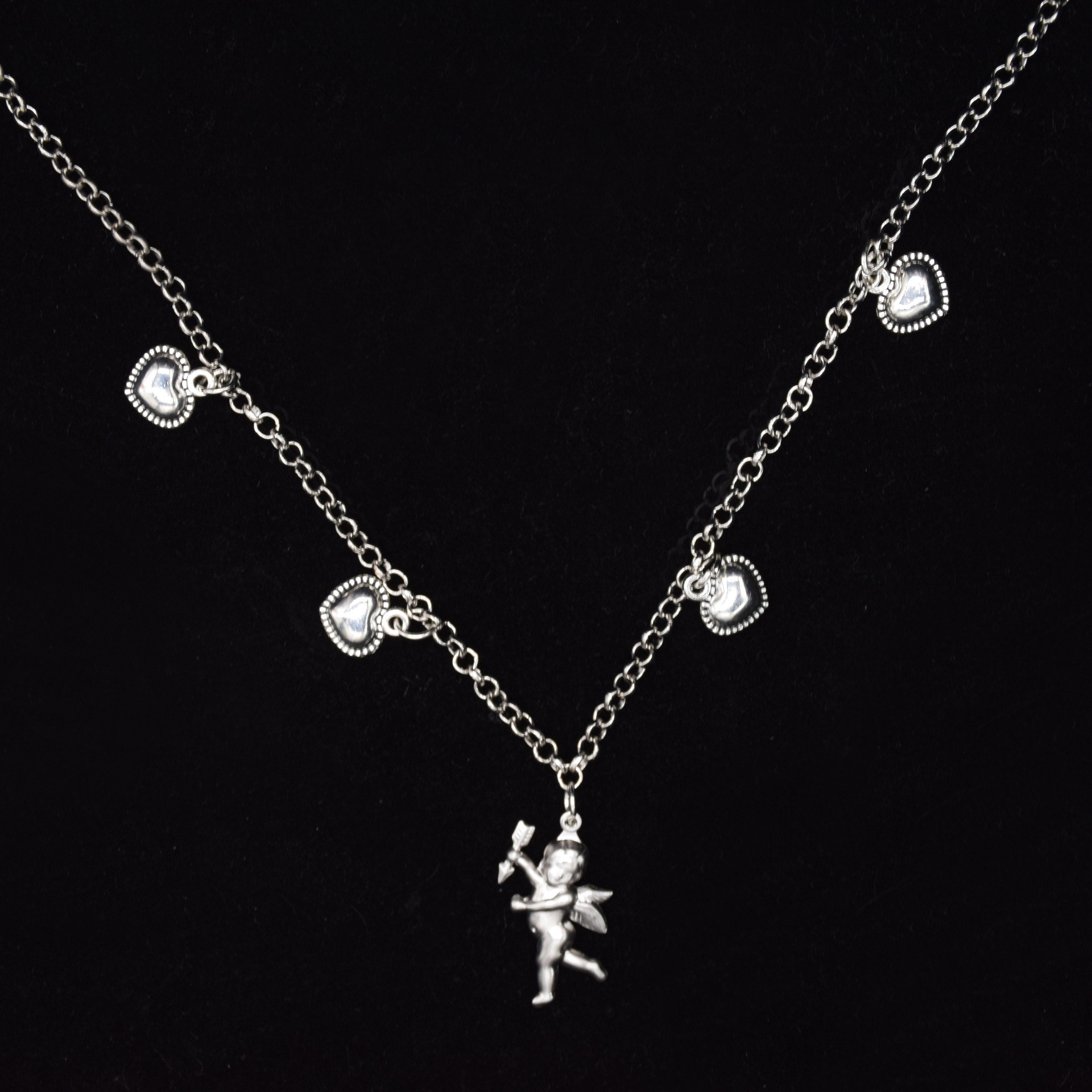 Cupid Archery Angel Heart Pendant Necklace