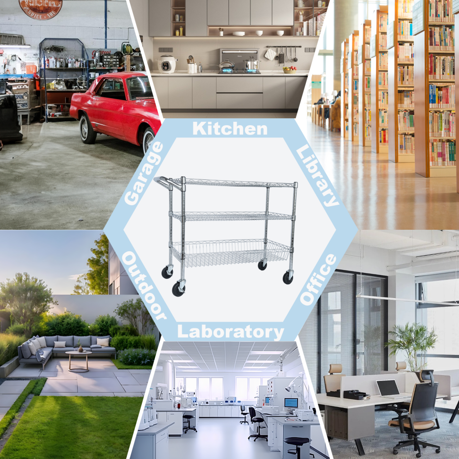 Heavy Duty Rolling Utility Cart,3 Tier Rolling Carts With Wheels,with Handle... 3