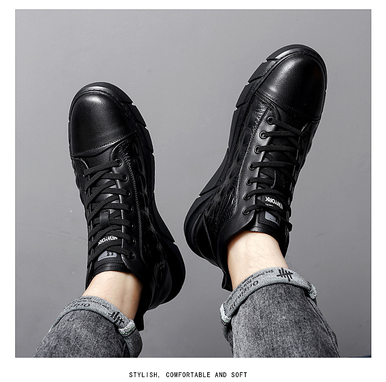 Title 2, Casual British High-top Plus Velvet Warm Cotton...