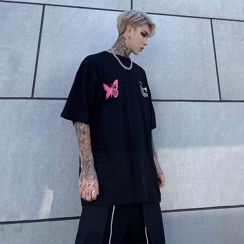 Men's Splattered Butterfly Print Half Sleeve T-Shirt