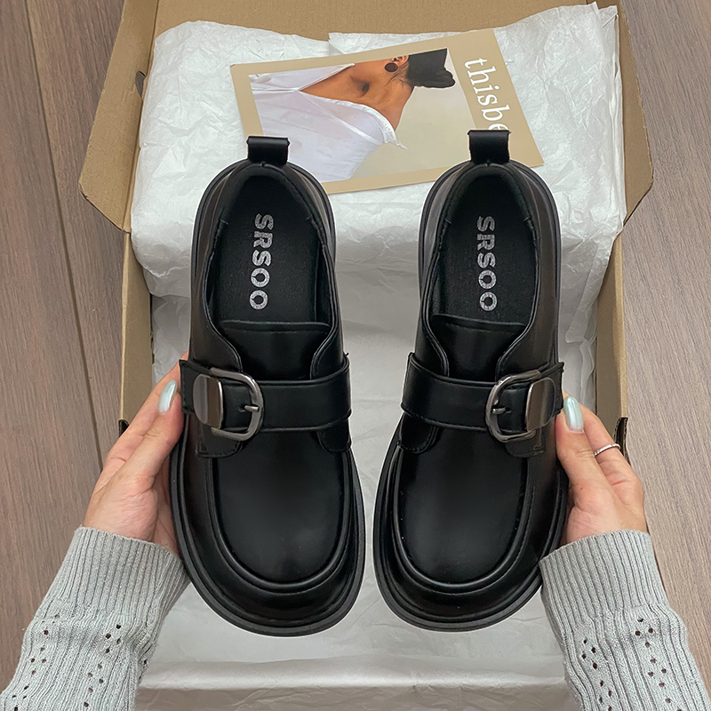 Women's Platform Loafers 2026 New Spring Autumn Versatile Comfortable Retro Leather Shoes Commuter Height Increasing Pumps