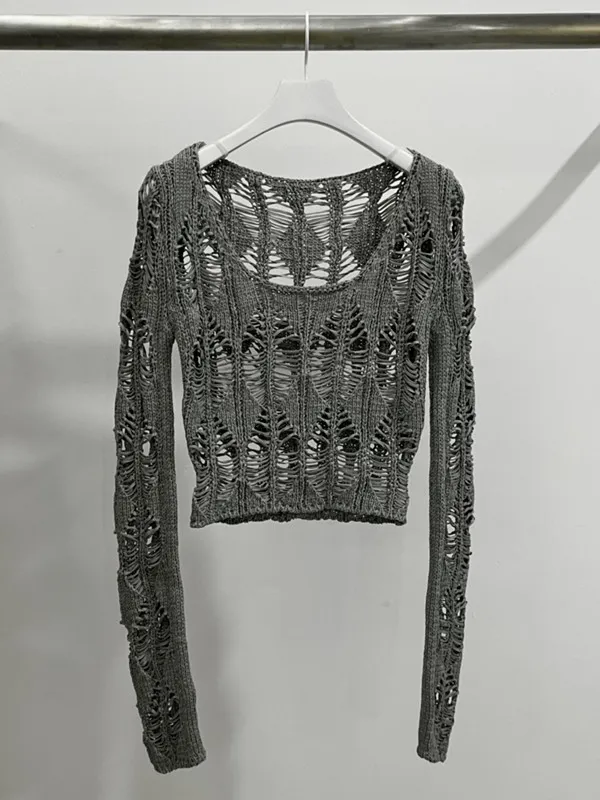 Knitted Knitted Sweater With Short Pullover Grey - Shop at LoveMi