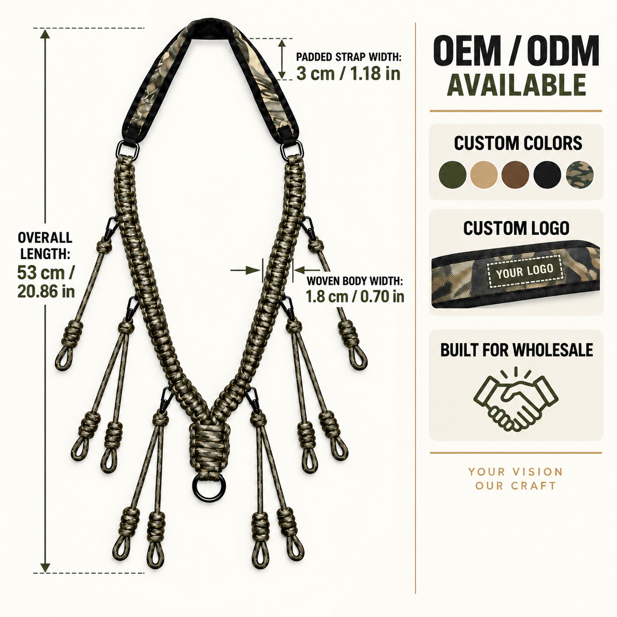 LINK High Camouflage Duck Call Lanyard Nylon Woven Goose 10 Removable Loops Duck Whistle MOLLE Durable Hunting Accessories