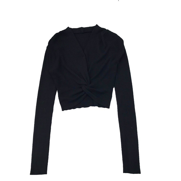 V-neck Cross-knot Short Tight-fitting Sweater
