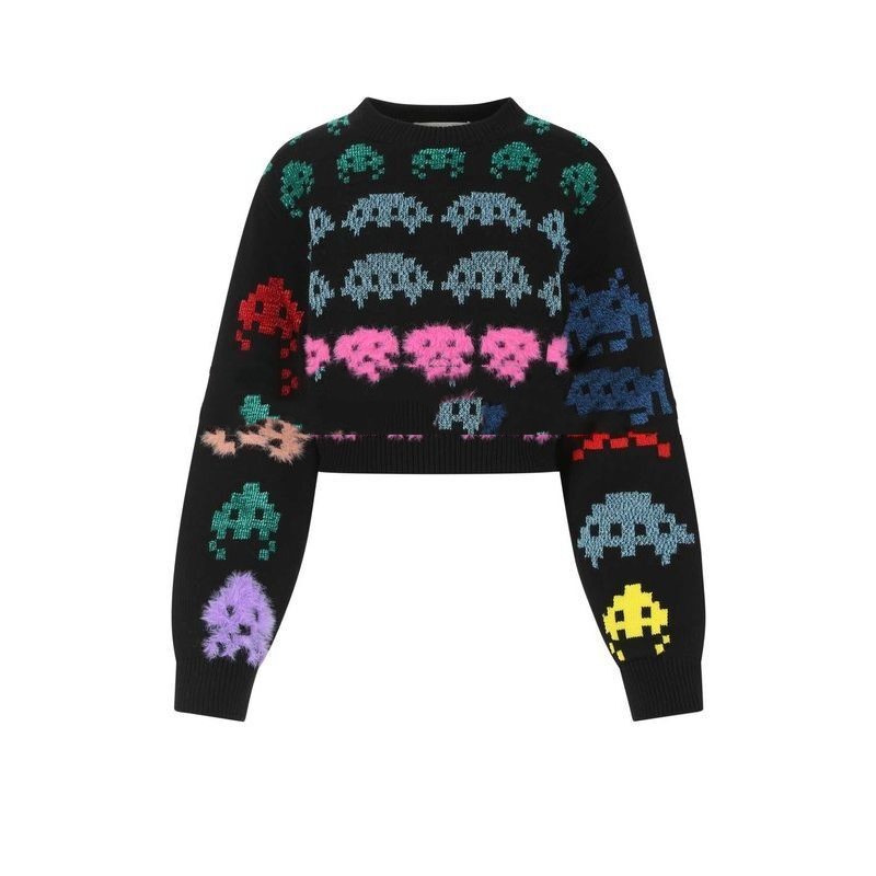 Design Contrast Jacquard Versatile Pullover Sweater