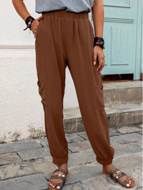 Title 3, Beltless Mid-rise Casual Cotton And Linen Trousers