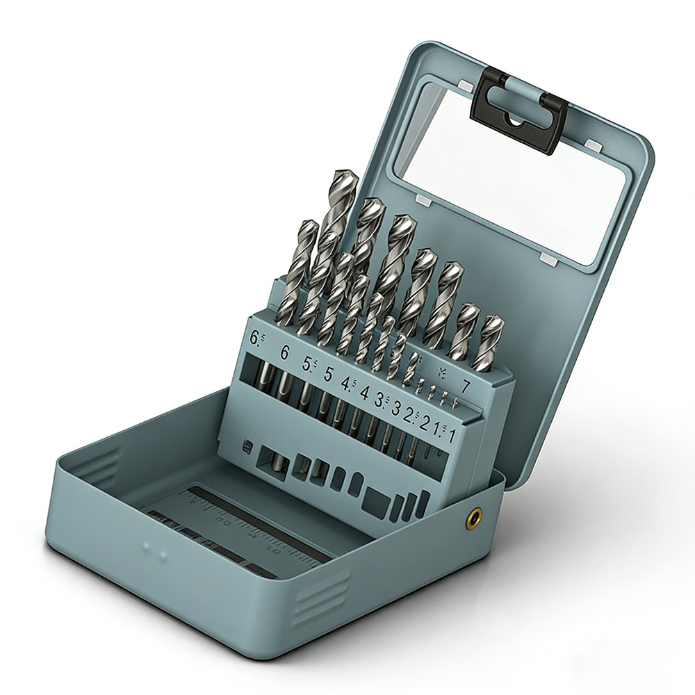 19Pcs HSS Drill Bit Set For Metal, Wood, Plastic With Case 1mm-10mm Bits Hi-Spec
