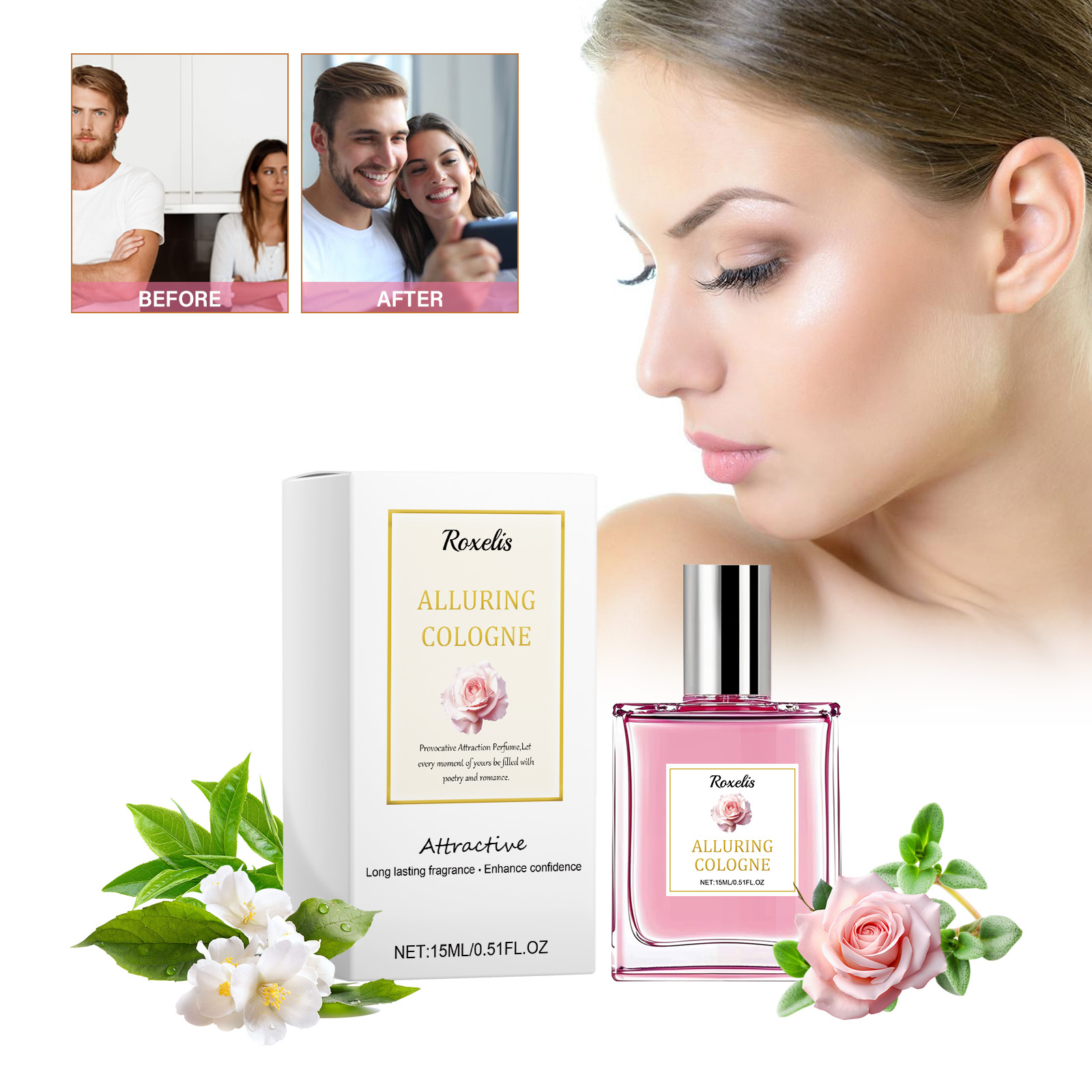 Rose warm floral perfume with long-lasting fragrance, 15ML. A blend of rose absolute, red currant & patchouli Rose is alluring, feminine, blushing, modern and playful. It delivers a light, refreshing way to fragrance. From Day to Night - Whether you're he