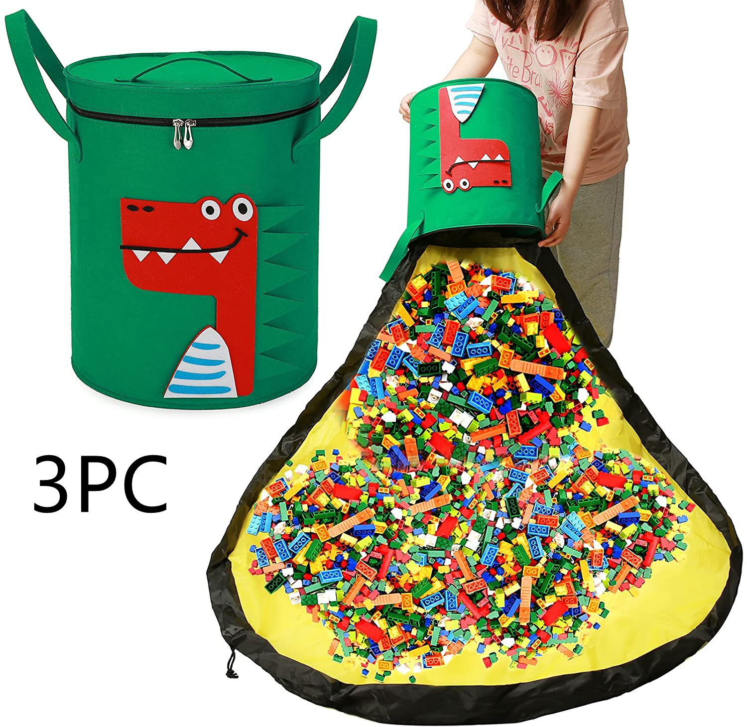 Felt Storage Bag Toy Play Mat 2 In 1 Pull Rope — foto 31