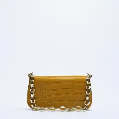 Mini One-shoulder Carry Underarm Bag With Chain - Brown - View 1